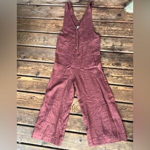 RYTHM Wide Leg Jumpsuit - Brown Amalfi Linen Size 2/Small